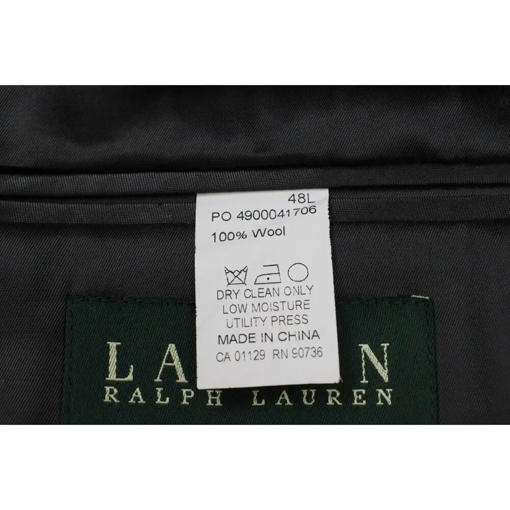 Lauren Ralph Lauren Blazer Mens Size 48L Gray Wool 2 Button Front Suit Jacket‎